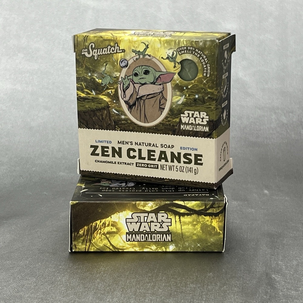 Lot of 2 - Dr Squatch Mandalorian Zen Cleanse Star Wars Limited Edition Mens Bar